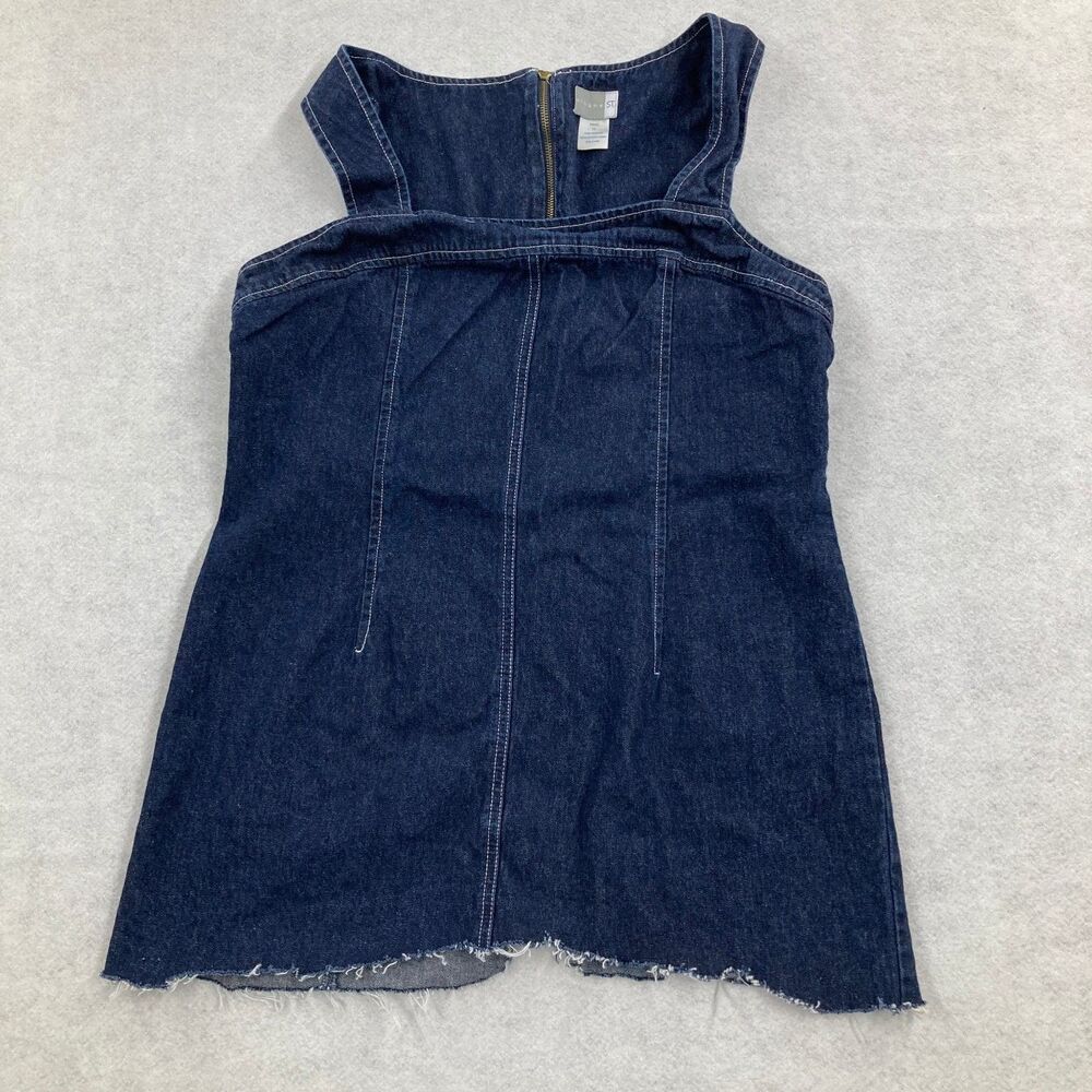 Sloane ST. Women's Denim Dress Size 14 Dark Wash Sleeveless Raw Hem Jean Mini